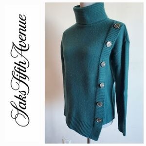 SAKS 5TH AVE Green Cashmere Sweater